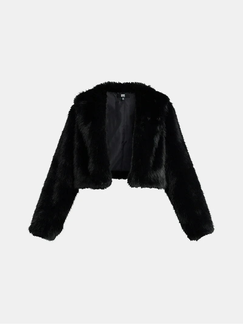 Madden NYC Women's Faux Fur Cropped Jacket, Sizes XXS-XXL | Walmart (US)