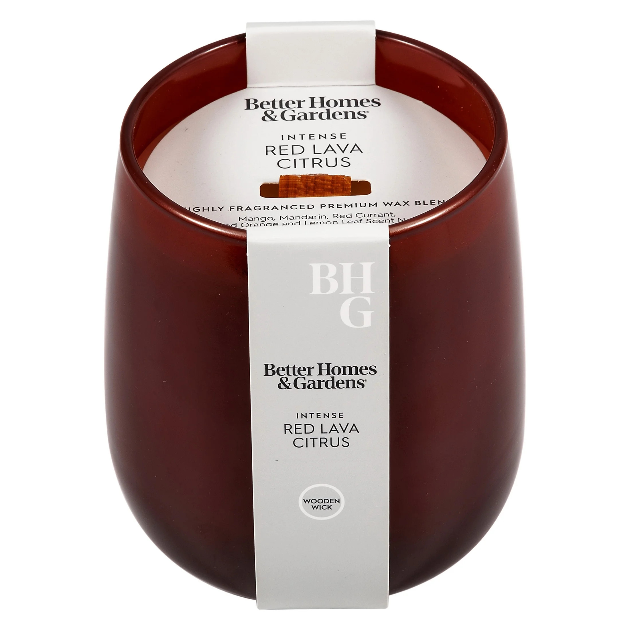 Better Homes & Gardens Intense Red Lava Citrus Scented Wooden Wick Glass Jar Candle 14.5oz | Walmart (US)