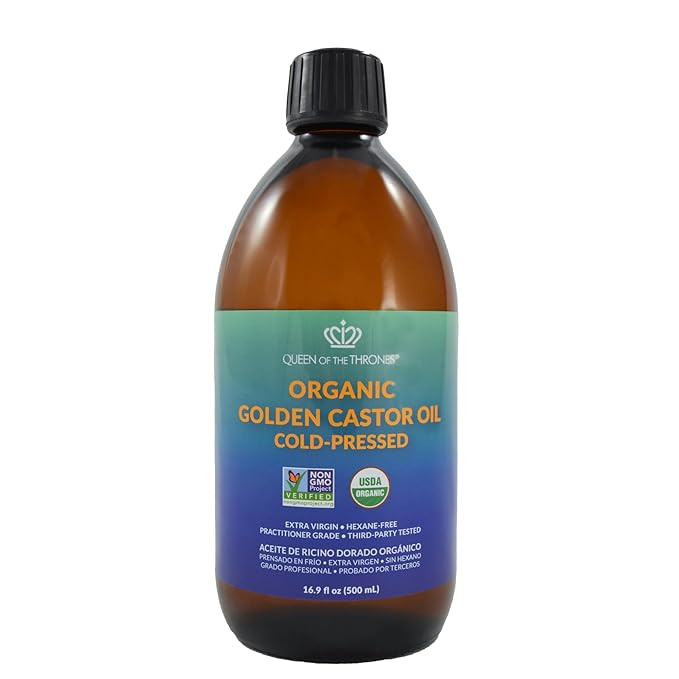 QUEEN OF THE THRONES Organic Golden Castor Oil - 16.9oz | 100% Pure & COLD PRESSED for Hair, Skin... | Amazon (US)