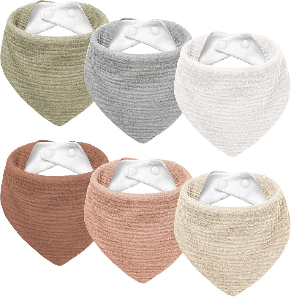 Susurration Muslin Baby Drool Bibs 6Pack Soft Triangular Adjustable Baby Bandana Bibs for Unisex ... | Amazon (US)