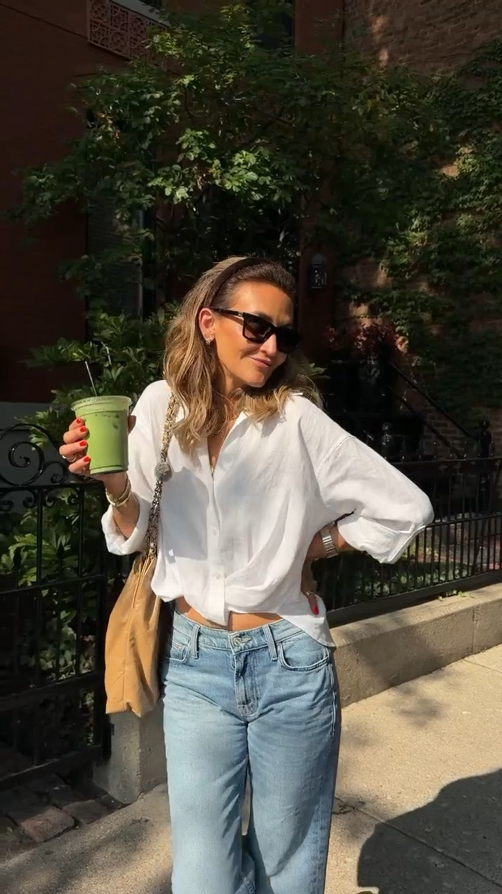 What I’m wearing for a little shopping day in Chicago! Love this linen shirt that ties at the front for a bit of a cropped look, my jeans are my favorites from the #nsale and I’ve gotten so many compliments today! Wearing a 25 on the jeans

#LTKootd #LTKSaleAlert #LTKSeasonal