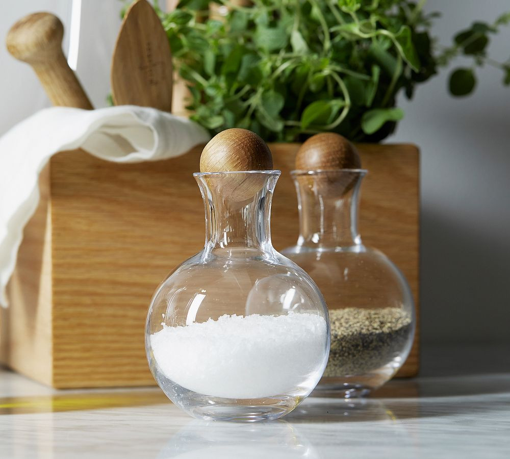 Nature White Oak Salt & Pepper Canisters | Pottery Barn (US)