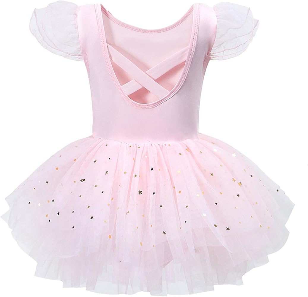 Tutu.kk Toddler Ballet Leotard Ruffle Sleeve Sequin Tulle Tutu Dress Ballerina Costume for Girls ... | Amazon (US)