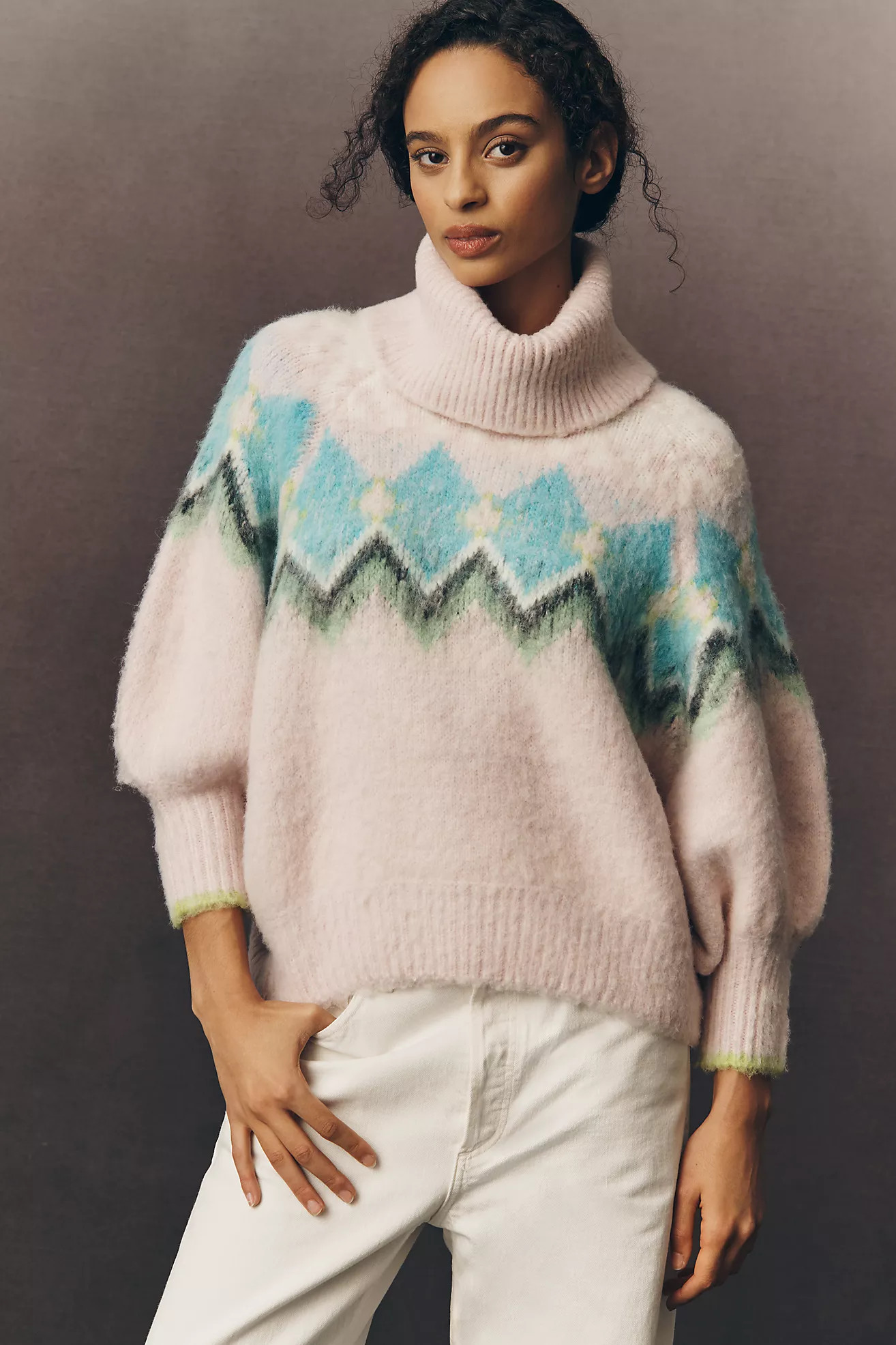 Maeve Brushed Turtleneck Zigzag Sweater | Anthropologie (US)