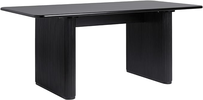 Walker Edison Modern Vertical Reeded Plinth-Base Dining Table, 68 Inch, Black | Amazon (US)