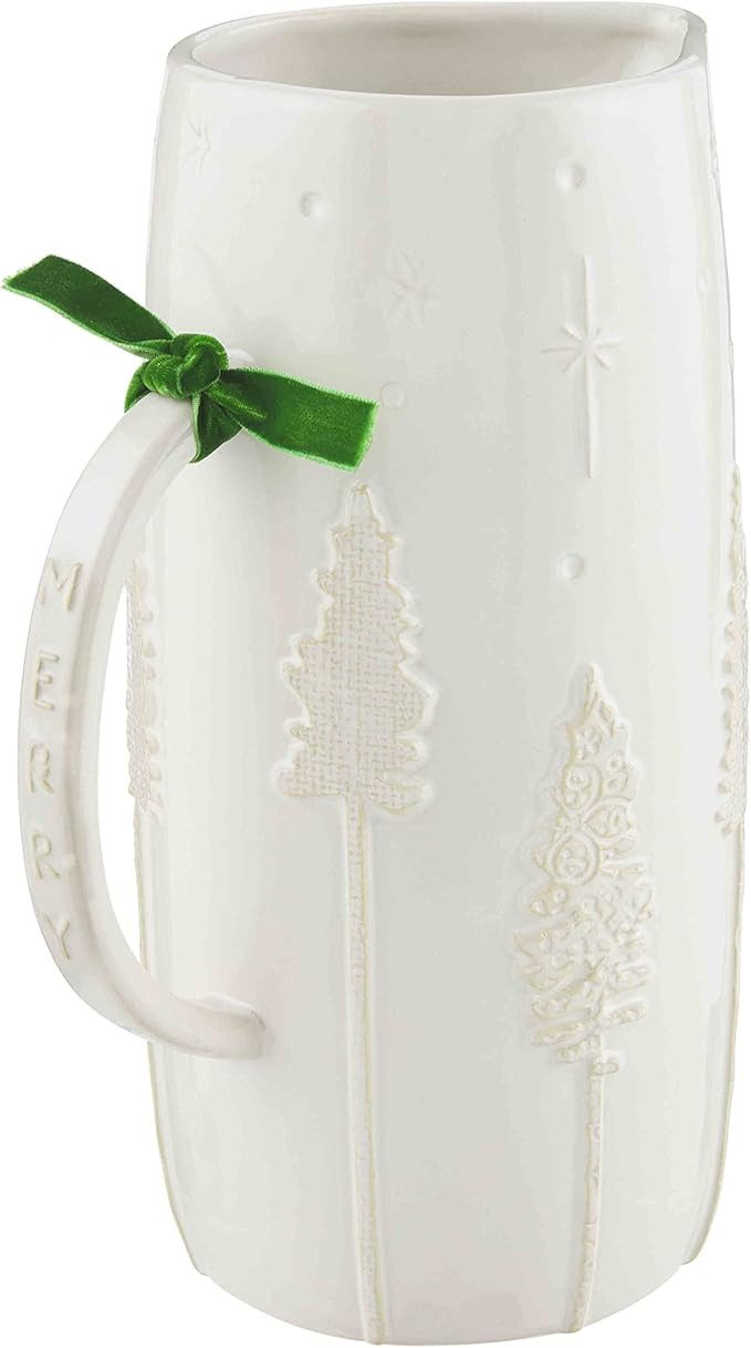 Mud Pie Stoneware Christmas Pitcher, White 9.25" x 4.25" | Amazon (US)