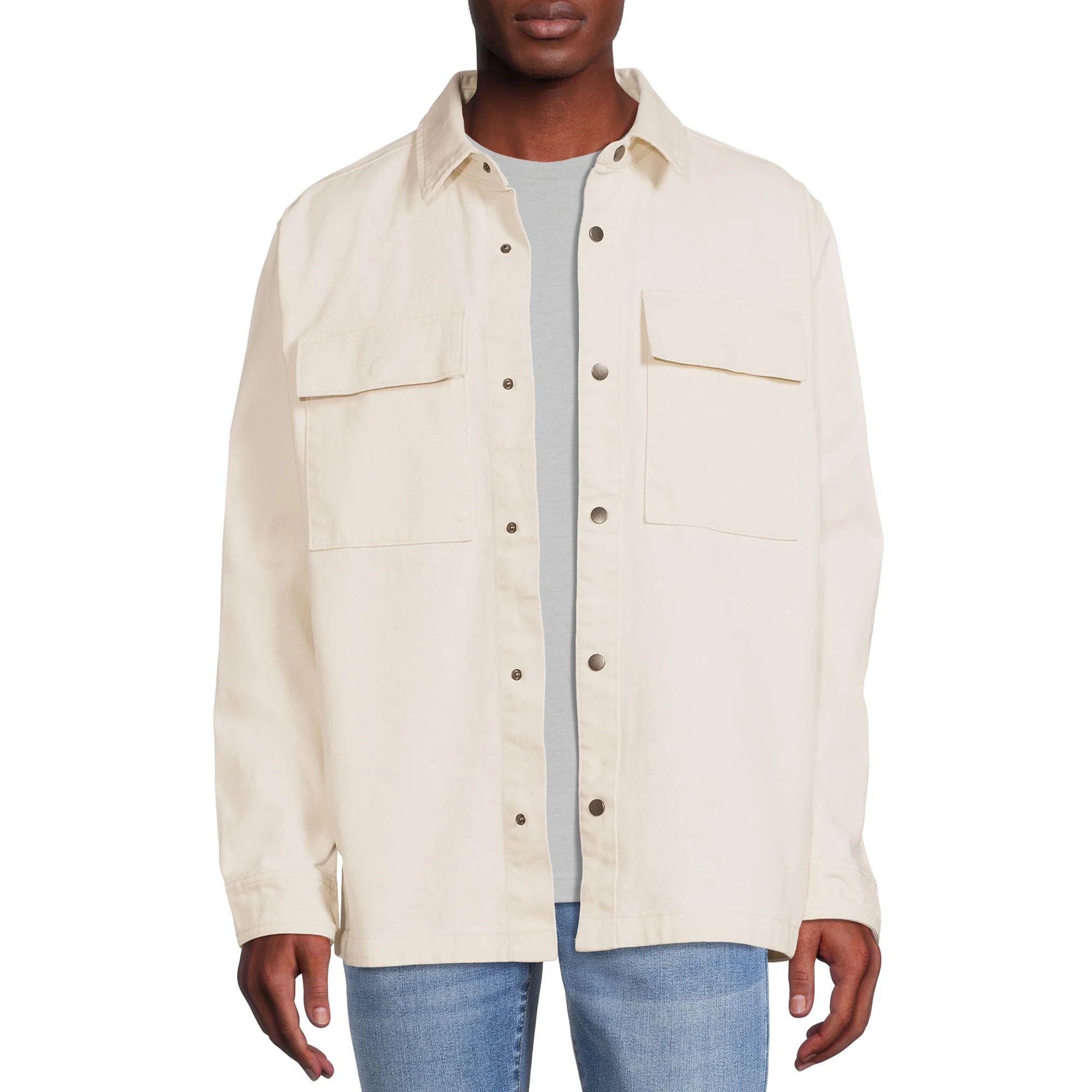 No Boundaries Men's and Big Men's Twill Shirt Jacket, Sizes up to 5X - Walmart.com | Walmart (US)