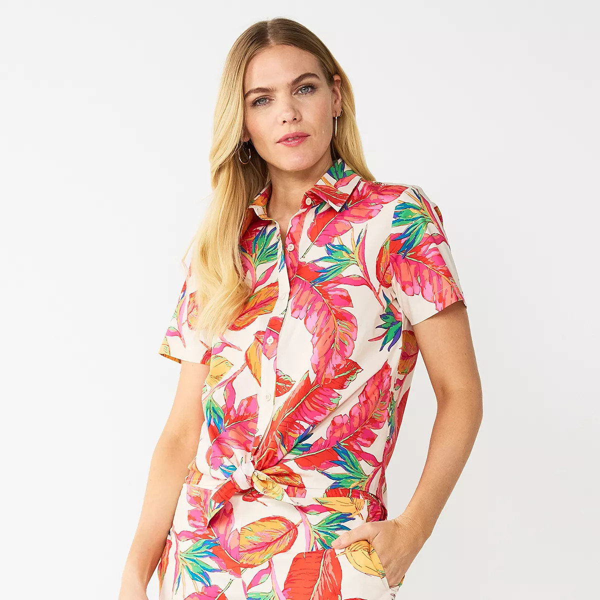 Women's Nine West Tie-Front Button Down Shirt | Kohl's