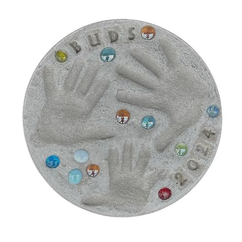 DIY Stepping Stone Kit with Color Pigment, Handprint Stepping Stone, Mother's Day Gift, Footprint Stepping Stone (14 Inch + Stamp Set, Gray) | Amazon (US)