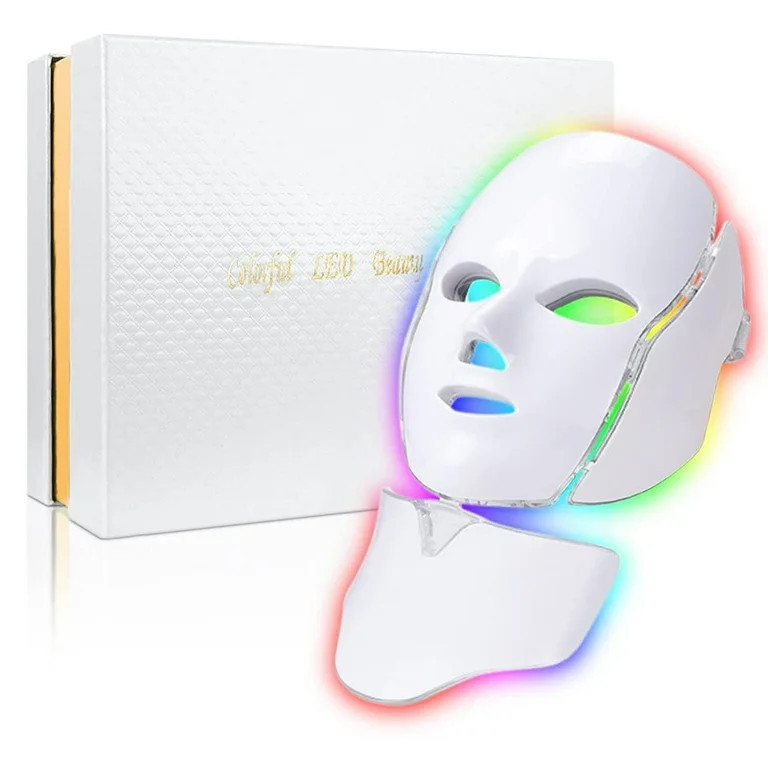 Led Face Mask Light Therapy,7 Color Treatment Photon Mask,Blue & Red Light for Acne Photon Mask,S... | Walmart (US)