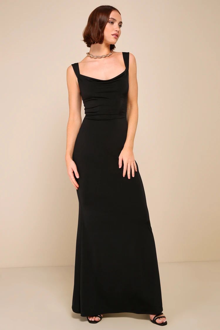 Inspiring Glamour Black Backless Column Maxi Dress | Lulus