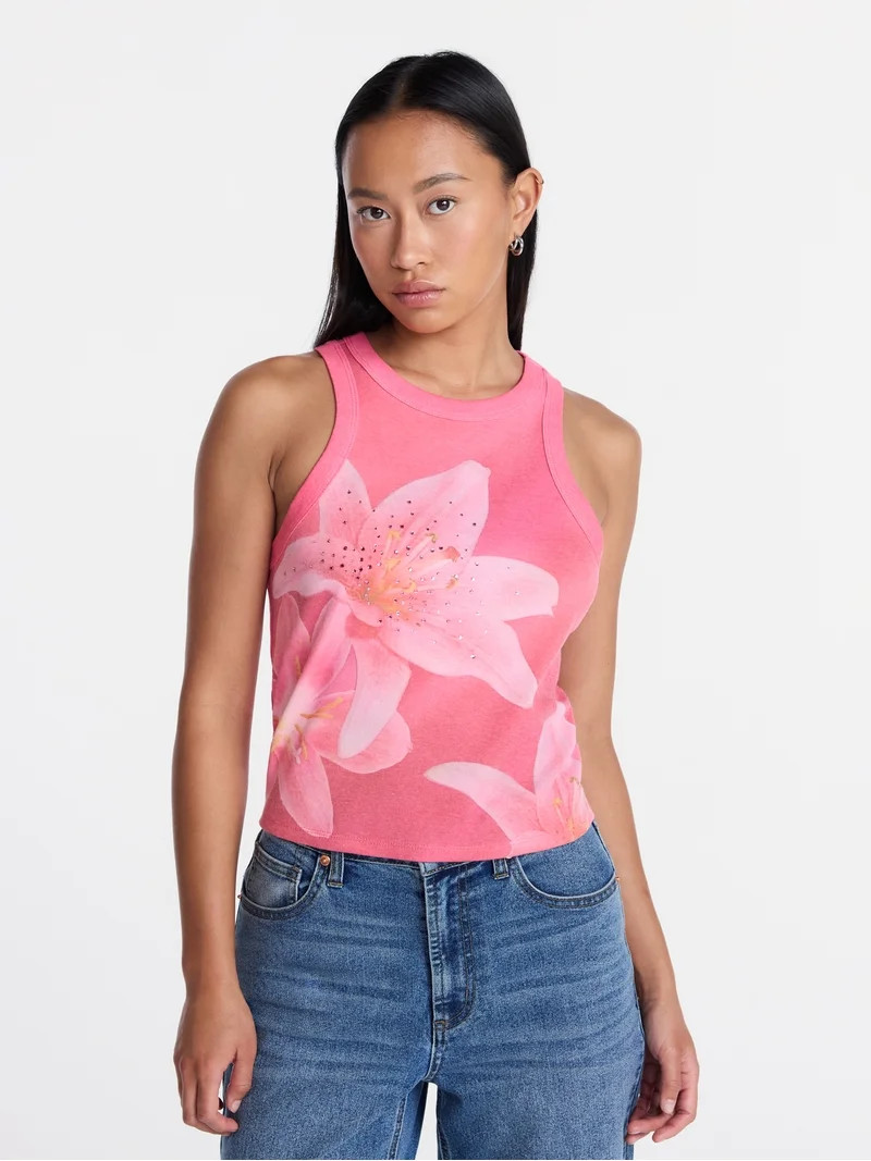 Madden NYC Women's Rhinestone Tank Top, Sizes XXS-XXL | Walmart (US)