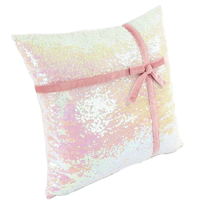 Pink Sequins Gift Throw Pillow, 18" | At Home