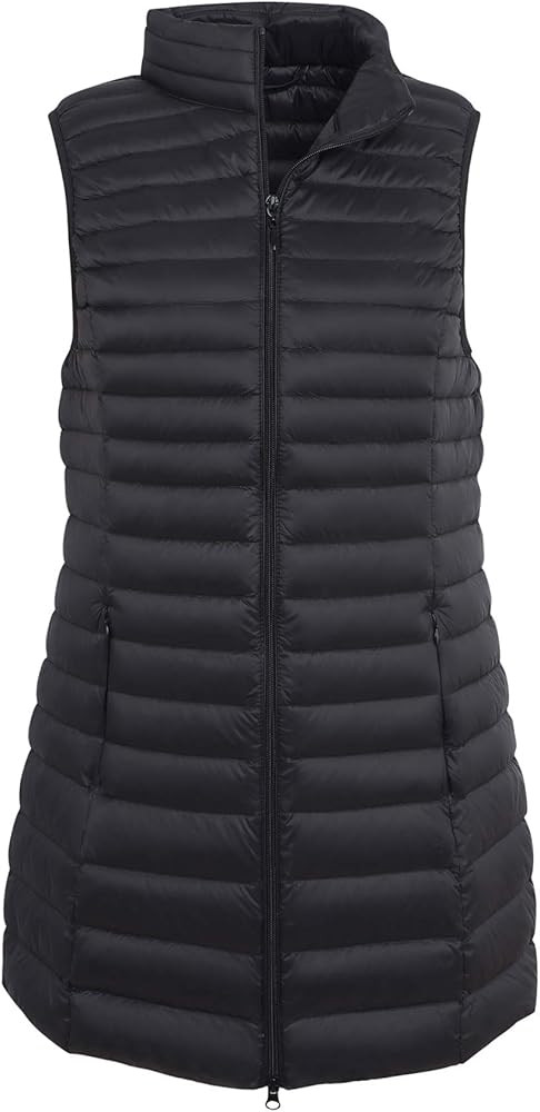 Women's Mid Long Down Vest Lightweight Puffer Vest Coat Jacket Stylish Windbreaker | Amazon (US)
