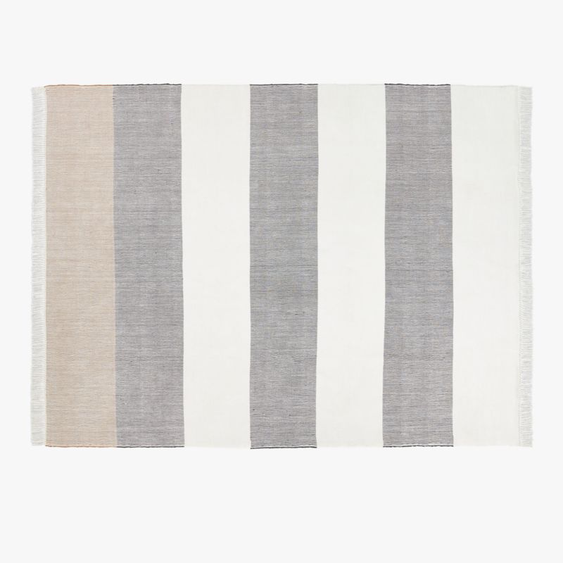 Kelso Charcoal and Camel Stripe Indoor/Outdoor Area Rug 9'x12' | CB2 | CB2