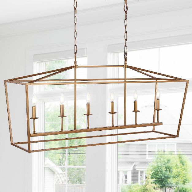 49" LED Metal Pagoda Linear Lantern Pendant - Jonathan Y | Target