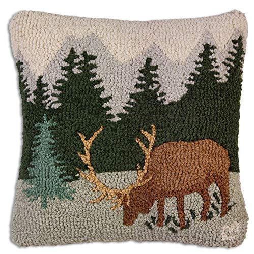 Chandler 4 Corners Artist-Designed Mountain Elk Hand-Hooked Wool Decorative Throw Pillow (18 in x 18 in) Wildlife Pillow for Couches & Beds - Easy Care & Low Maintenance - Nature & Moose Home Decor | Amazon (US)