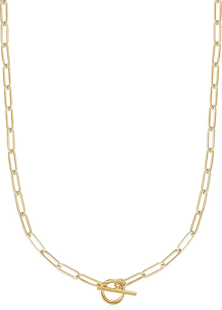 WISTIC Gold Necklace Long Linear Link Chain Necklace Paperclip Chain Necklace for Women Girls(16/... | Amazon (CA)