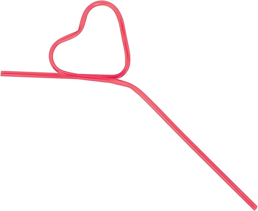 Red Heart Shaped Silly Plastic Straws - 10.25" x 3" (10-Pack) - Perfect for Love-Themed Parties, ... | Amazon (US)