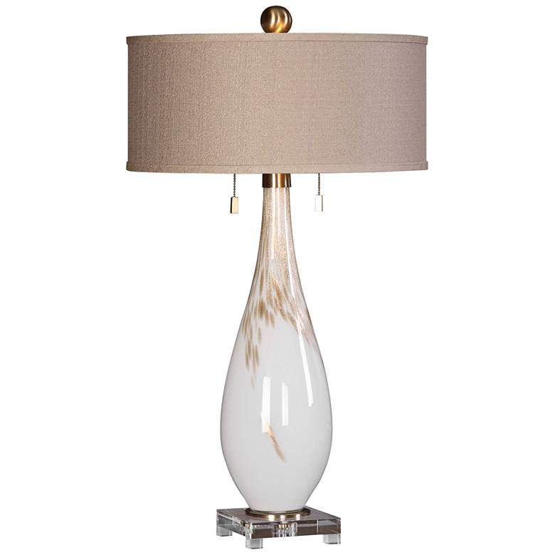 Uttermost Cardoni Gloss White Hand-Blown Glass Table Lamp - #9W435 | Lamps Plus | Lamps Plus