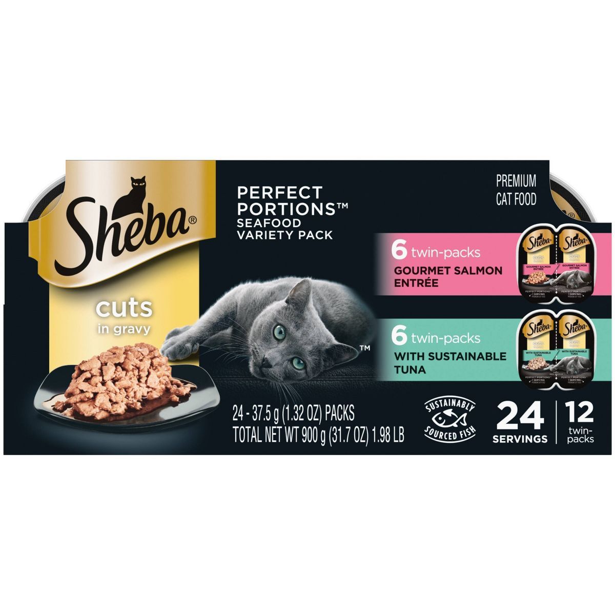 Sheba Perfect Portions Cuts In Gravy Salmon & Sustainable Tuna Premium Wet Cat Food Salmon & Tuna... | Target
