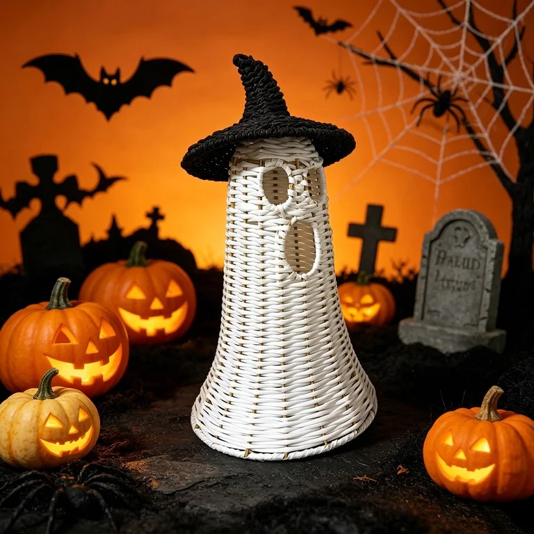 Halloween Ghost Basket Decor,Handwoven Ghost Halloween Decoration Woven Ghost Figurine for Hallow... | Walmart (US)