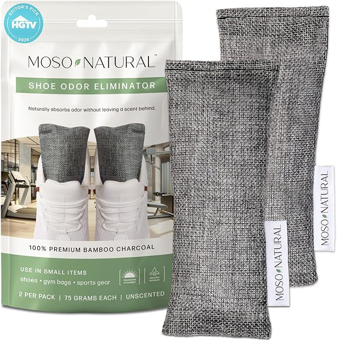 Moso Natural Shoe Deodorizer Inserts, Charcoal Odor Absorber for Shoes, Gym Bag & Boot Deodorizer... | Amazon (US)