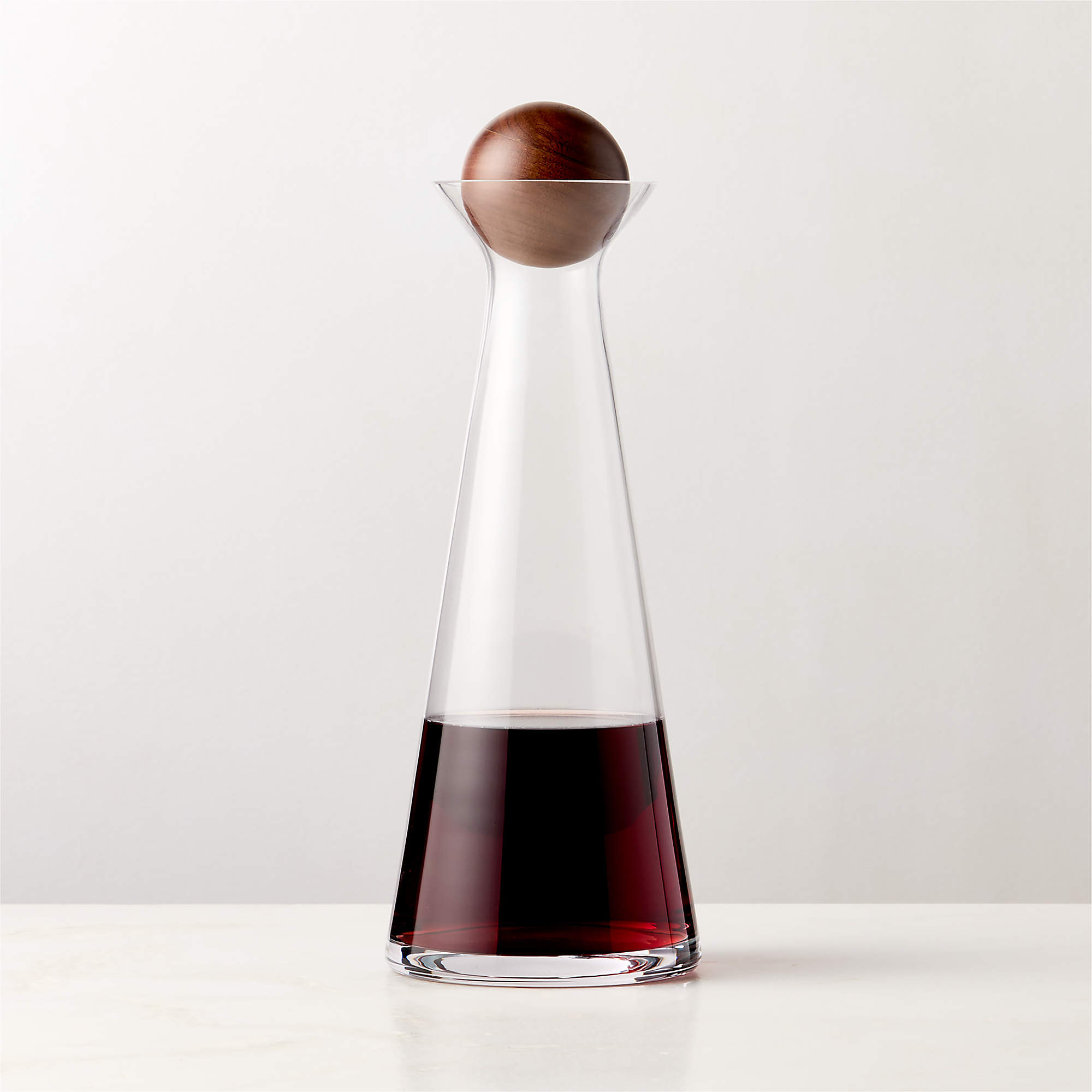 Pico Glass Carafe and Decanter with Wood Stopper 37 oz + Reviews | CB2 | CB2