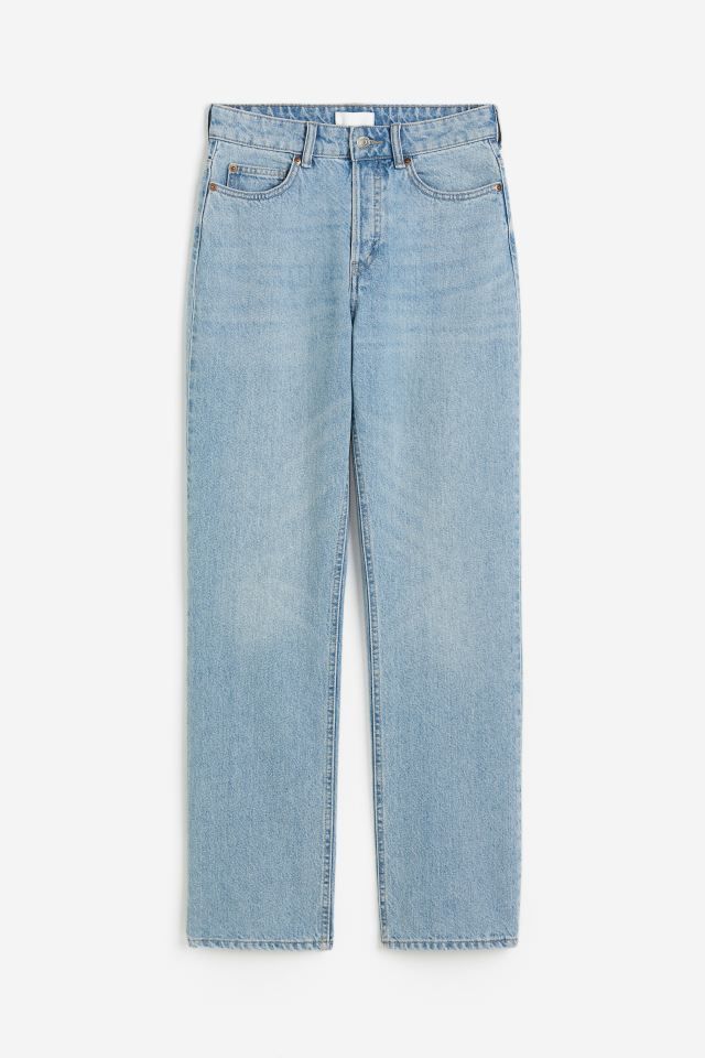 Straight High Jeans - High waist - Long - Light denim blue - Ladies | H&M US | H&M (US + CA)