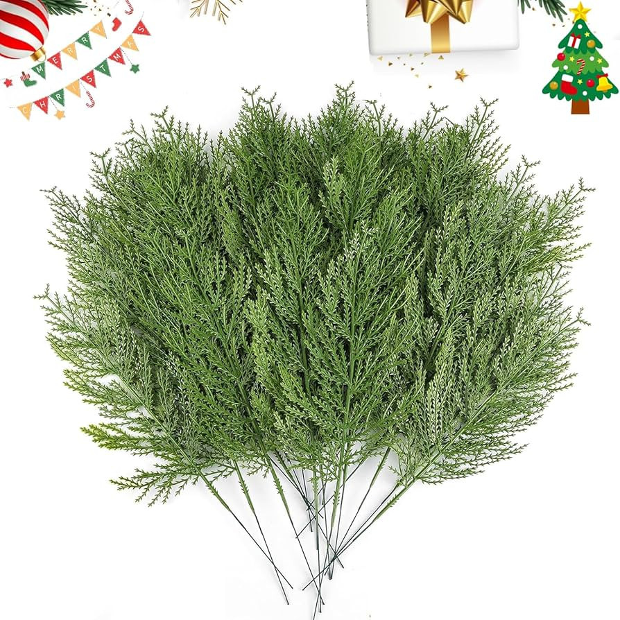 50PCS Artificial Pine Branches Faux Pine Sprigs Leaves Christmas Decoration Fake Christmas Greene... | Amazon (US)