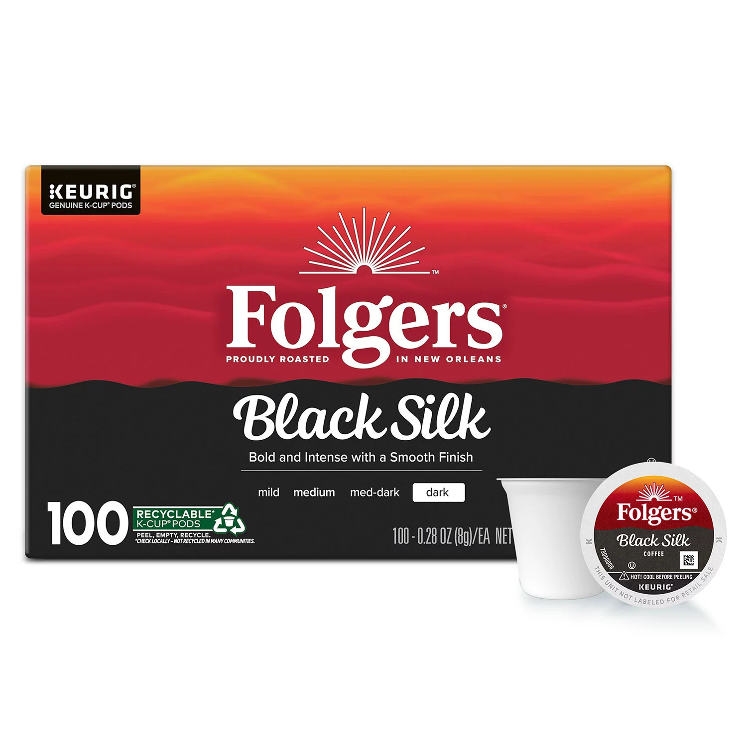 Folgers Dark Roast K-Cup Coffee Pods, Black Silk, 100 ct. | Sam's Club