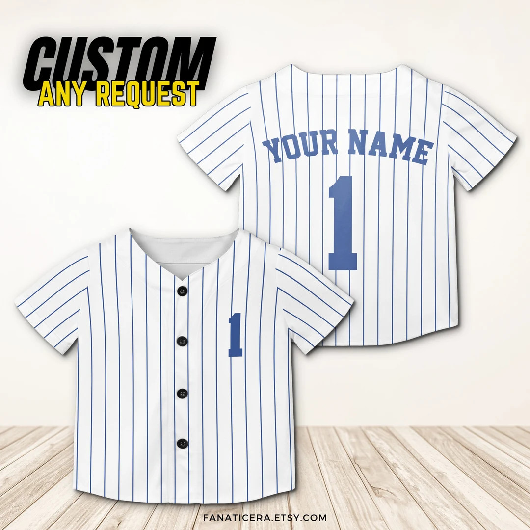 Custom Kids & Youth Name and Number Pinstripe Baseball Jersey Sports Team Personalized Jersey Siz... | Etsy (US)