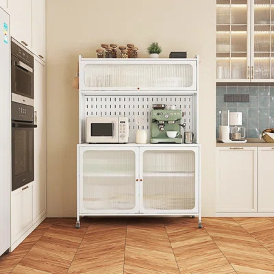 Accent Sideboard, Kitchen Pantry Cabinet, Tall Storage Cabinet With Glass Doors & Adjustable Shelves | Wayfair North America