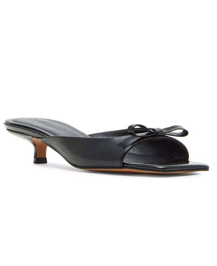 Steve Madden Women's Meme Bow Detailed Kitten-Heel Sandals - Macy's | Macy's