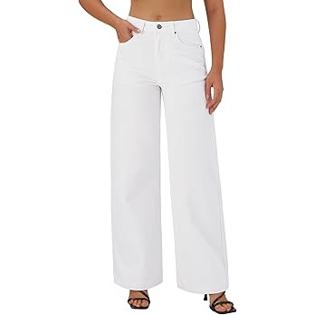 roswear Women's Wide Leg Jeans High Waisted Stretchy Denim Trouser Pants | Amazon (US)