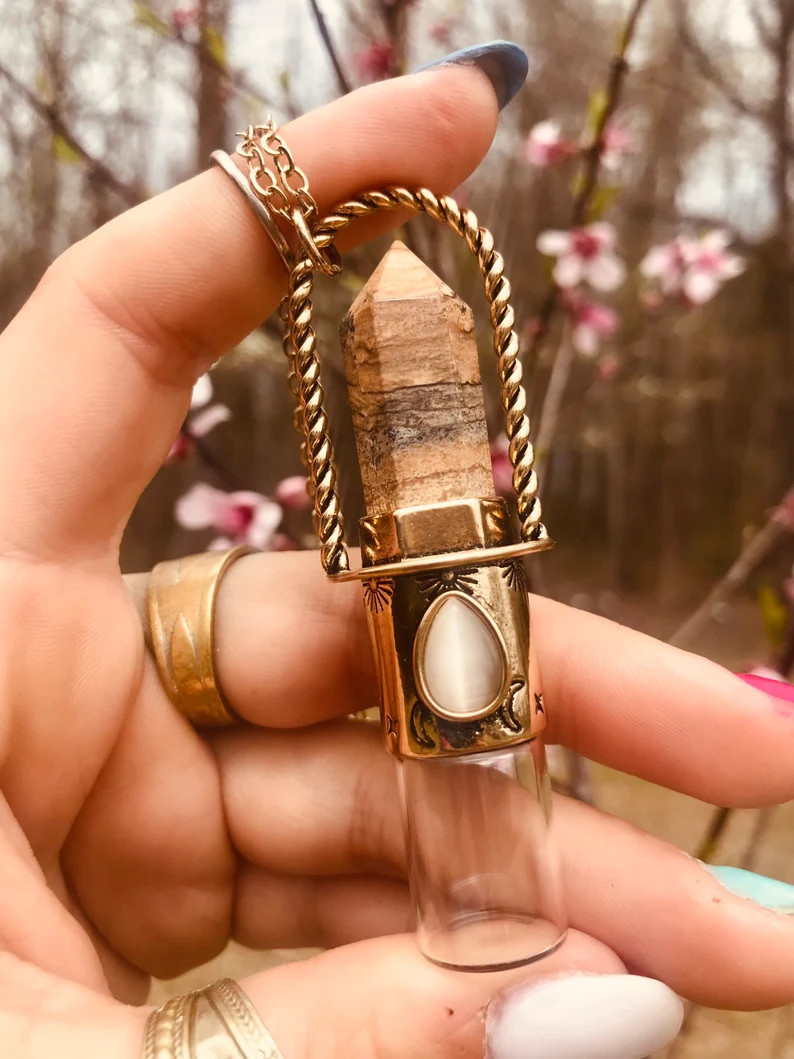 Essential Oil Necklace,roller Bottle Necklaces,crystal, Desert Jasper - Etsy | Etsy (US)