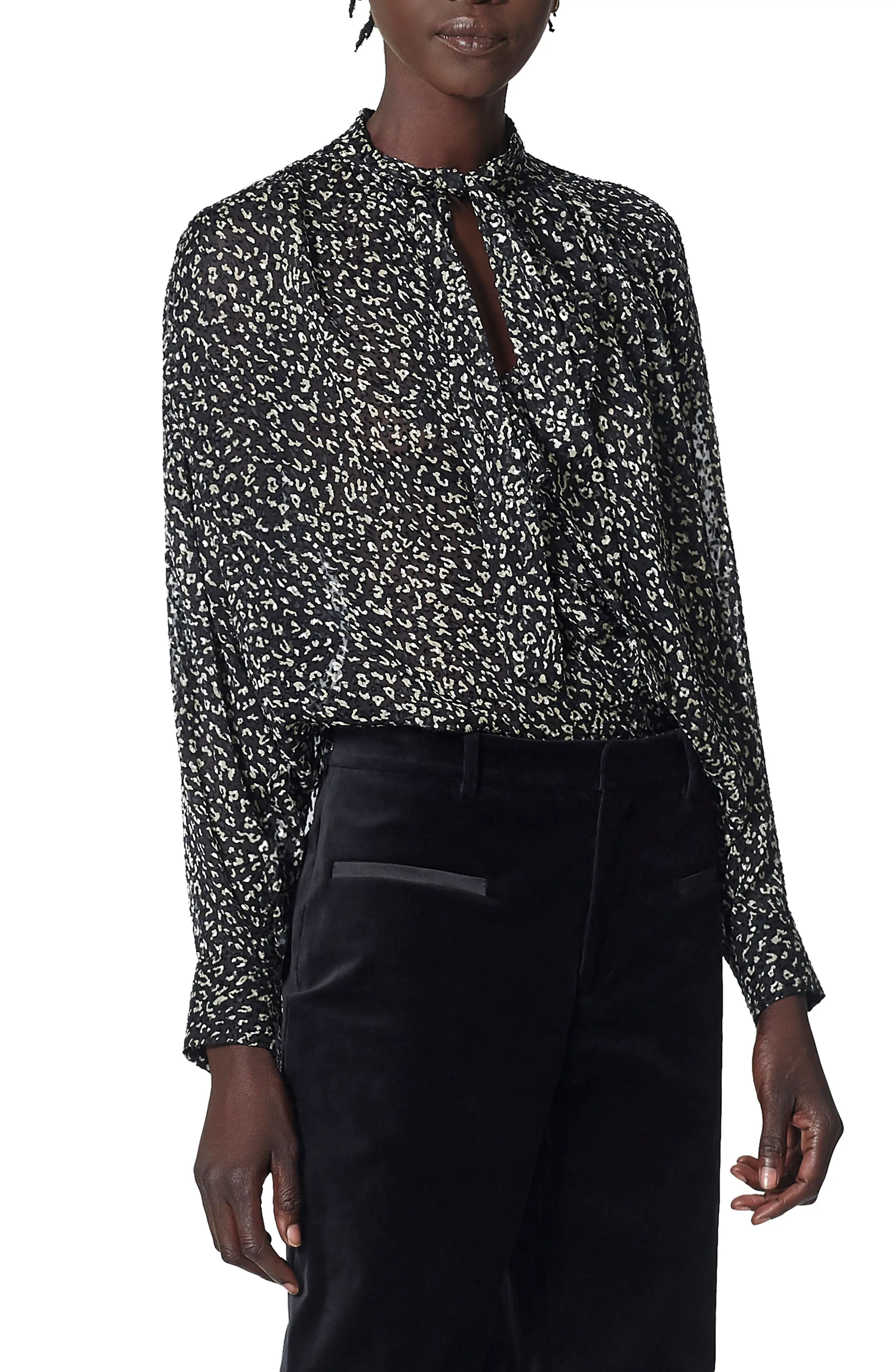 Women's Joie Maiza Leopard Blouse, Size Large - Black | Nordstrom