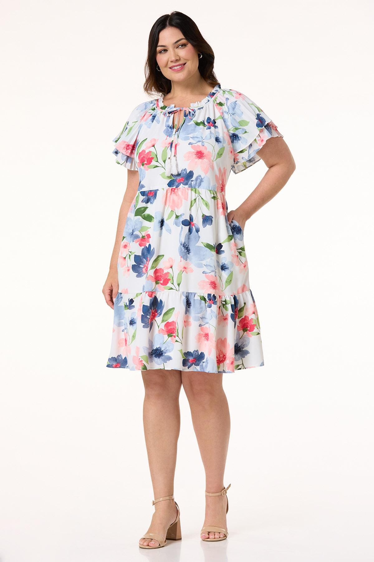 Plus Size Pleated Floral Swing Dress | Cato Fashions
