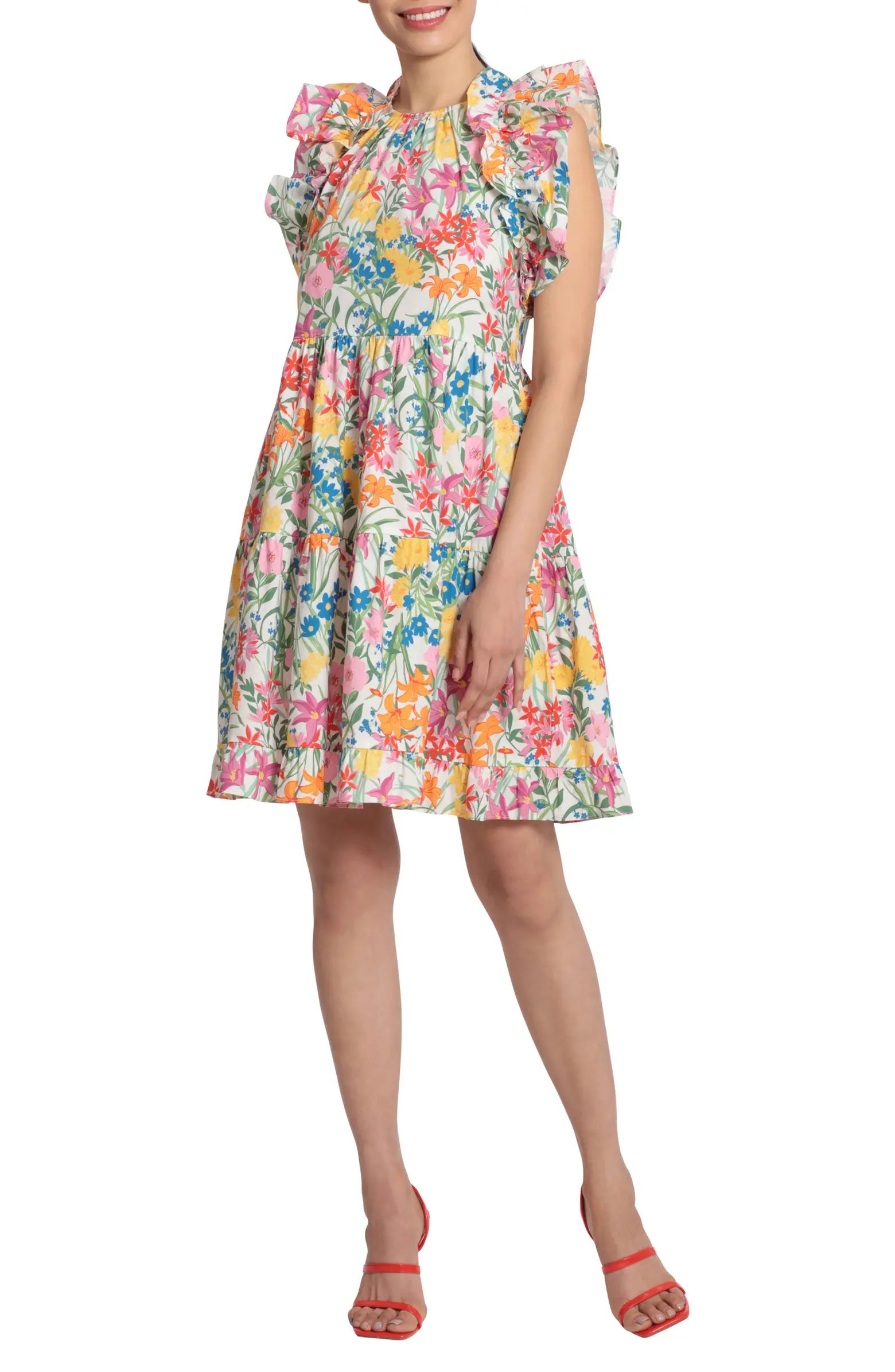 This swingy dress cut from stretch cotton captures the freshness of the season with a colorful fl... | Nordstrom