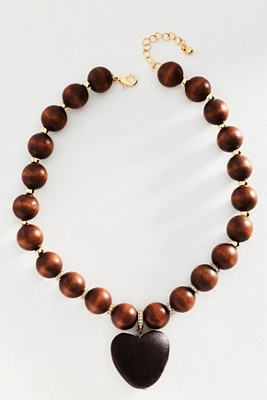 Wooden Heart Beaded Pendant Necklace | Anthropologie (US)