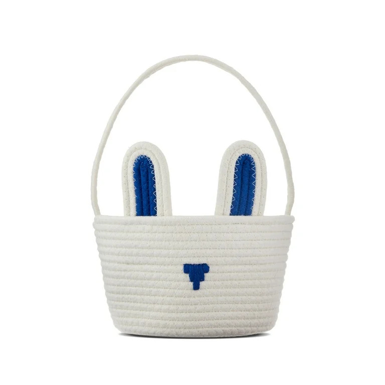 Easter White and Blue Bunny Cotton Basket, 8.5 in x 9 in, by Way To Celebrate | Walmart (US)