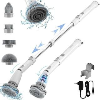 16.5 in. Electric Spin Scrub Brush with Adjustable Handle Extension, 4 Replaceable Heads, 3 Angles 2 Rotating Speeds | The Home Depot