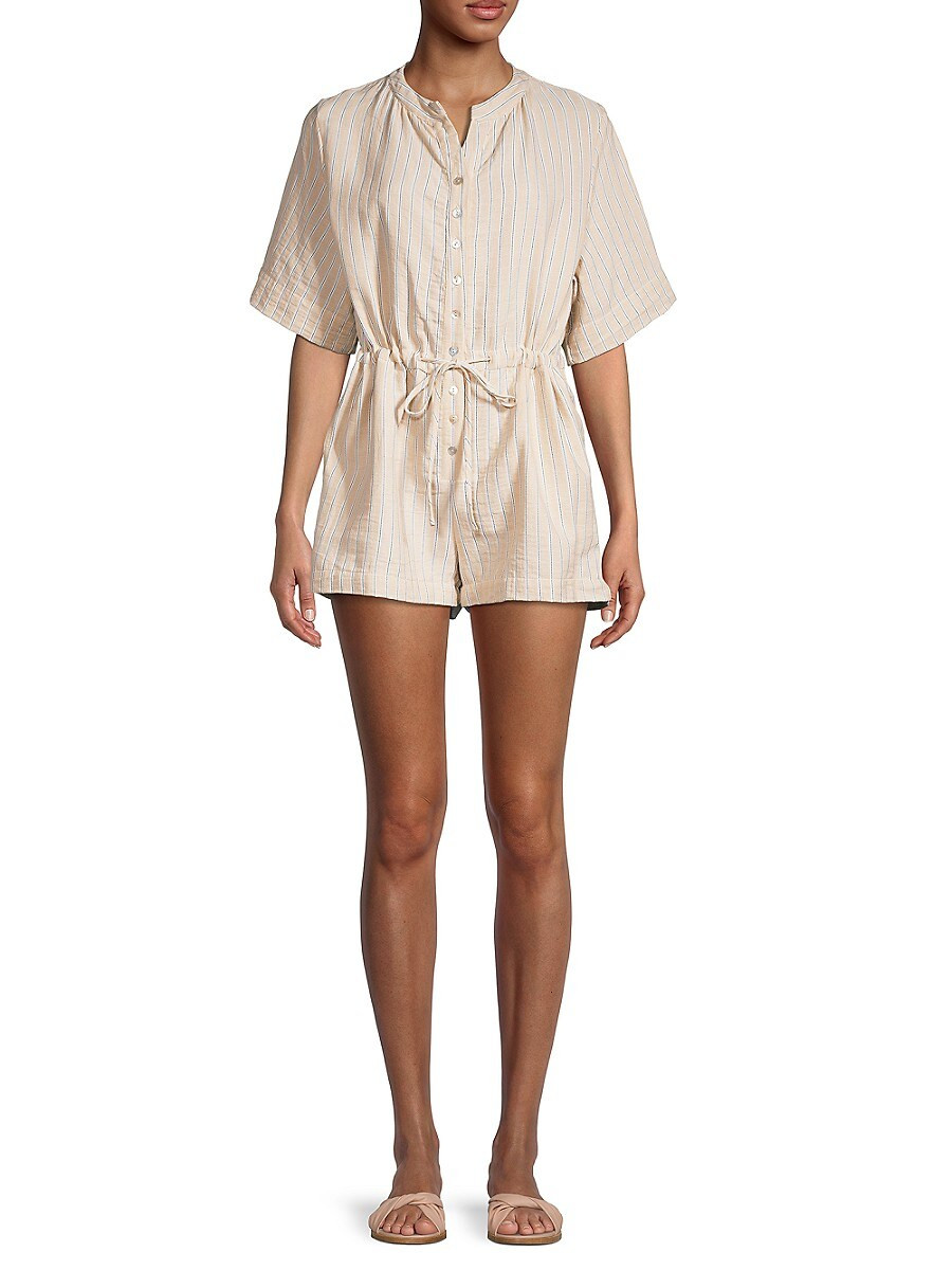 Heroes & Dreamers Women's Eden Striped Romper - Tan - Size M | Saks Fifth Avenue OFF 5TH