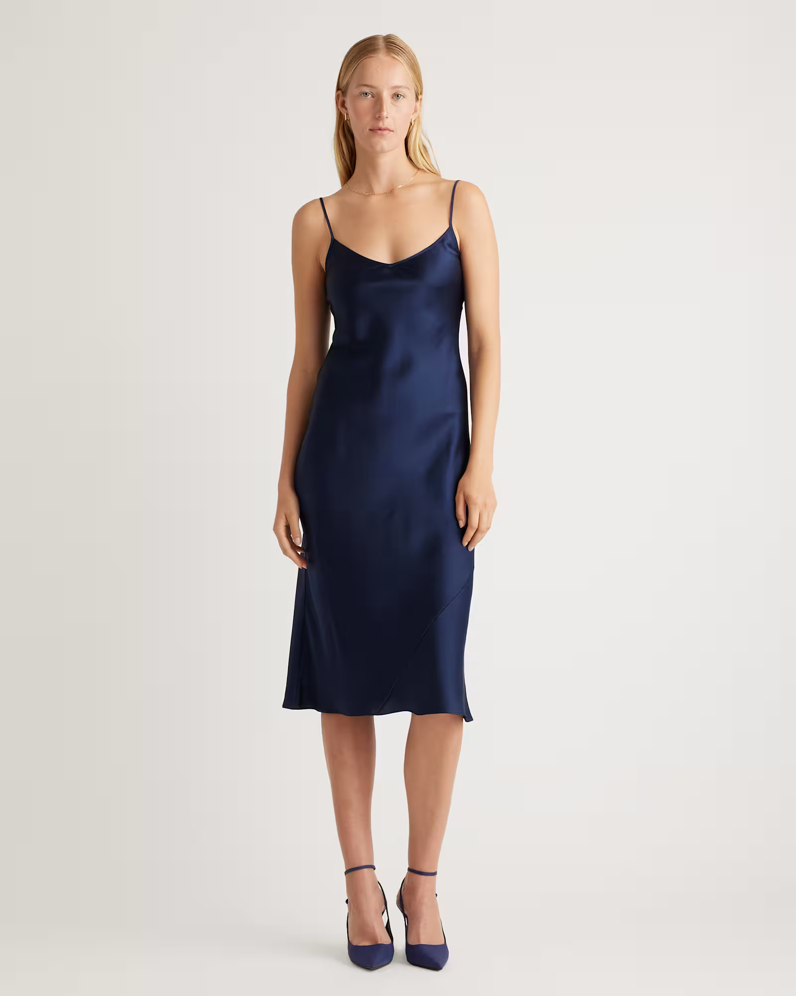 100% Washable Silk Slip Dress in Navy | Quince