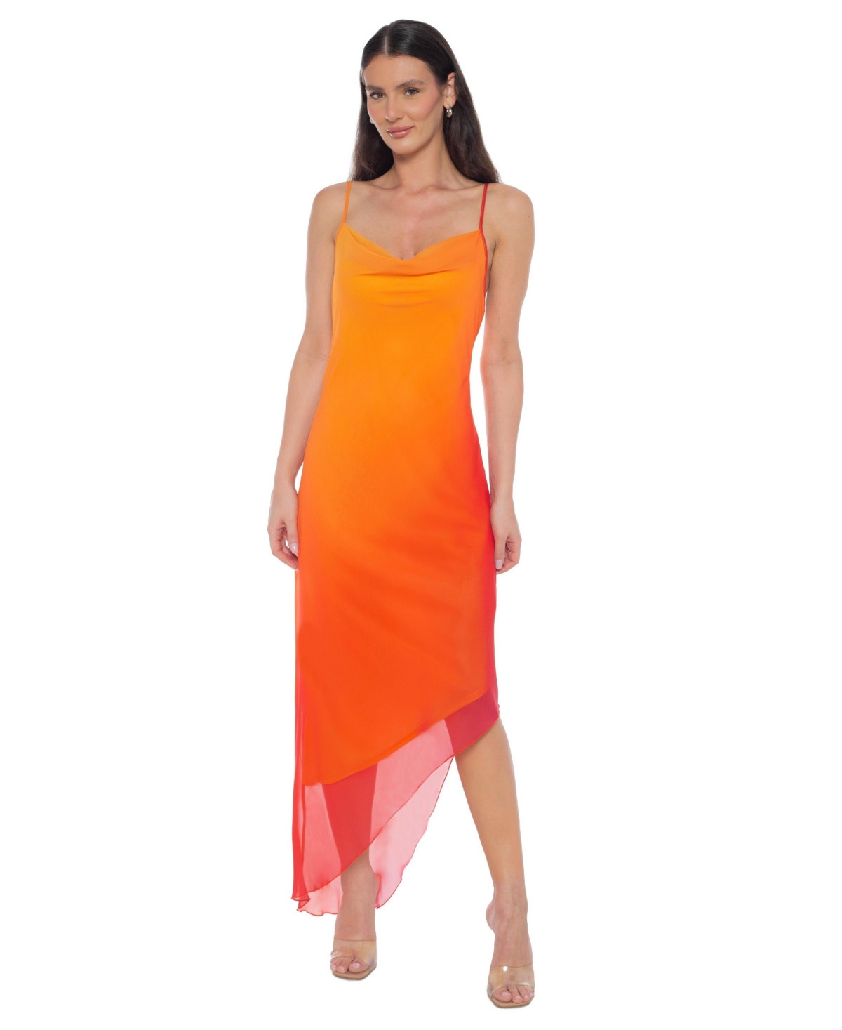 Bebe Women's Ombre Chiffon Cowl Dress - Orange fuchsia | Macy's