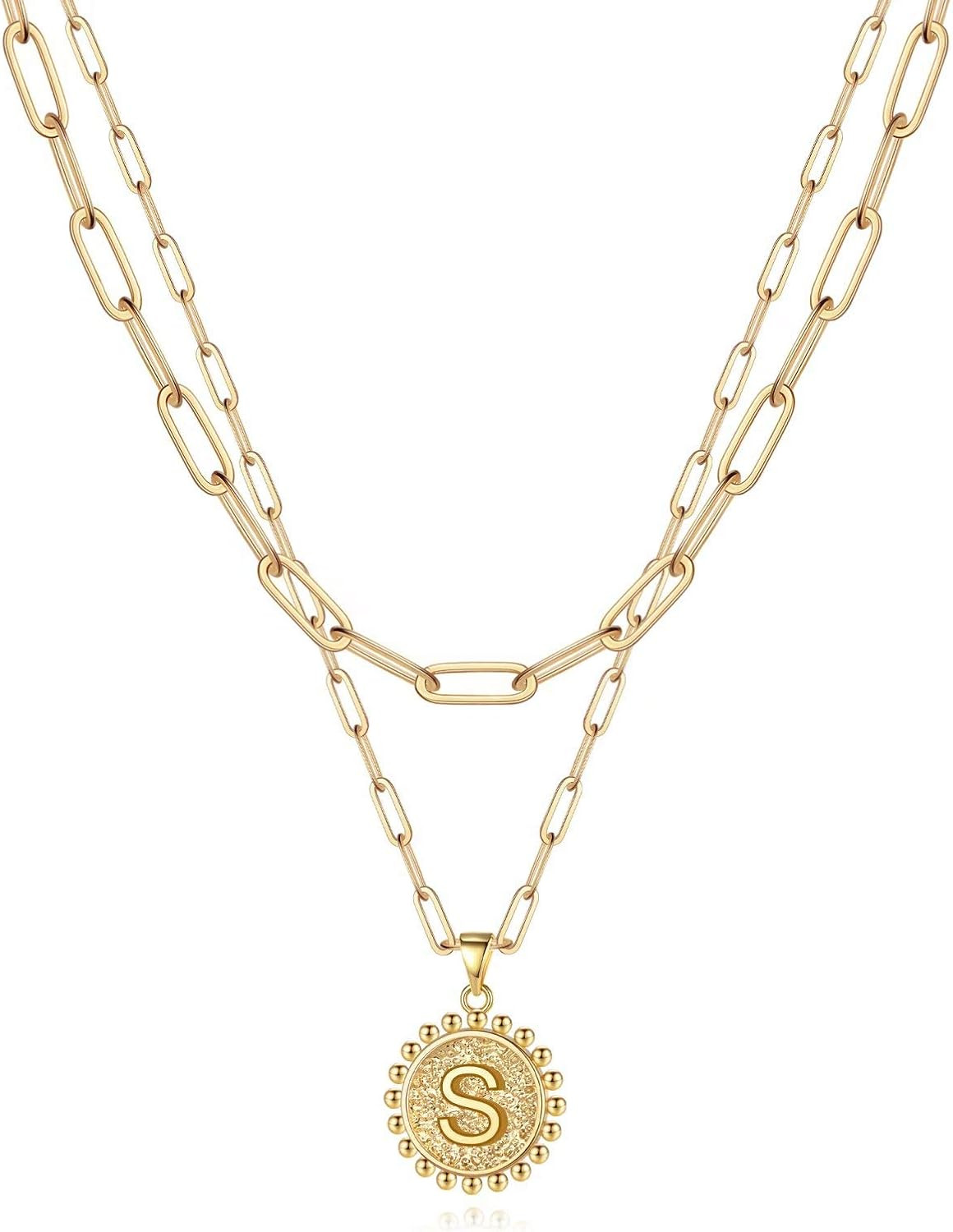 Yoosteel Gold Initial Necklaces for Women Girls, 14K Gold Plated Dainty Layering Paperclip Link C... | Amazon (US)
