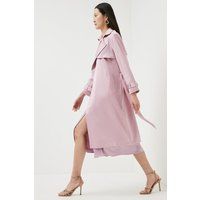 Petite Hammered Satin Woven Trench Coat | Debenhams UK