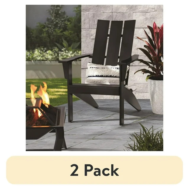 (2 pack) Mainstays Wood Modern Adirondack Chair, Black Color | Walmart (US)