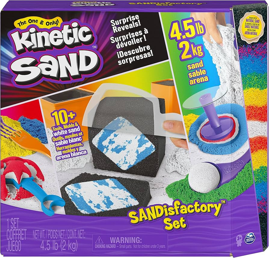 Kinetic Sand, Sandisfactory Set, 4.5lbs of Colored and White, 10 Tools and Molds, Play Sand Chris... | Amazon (US)