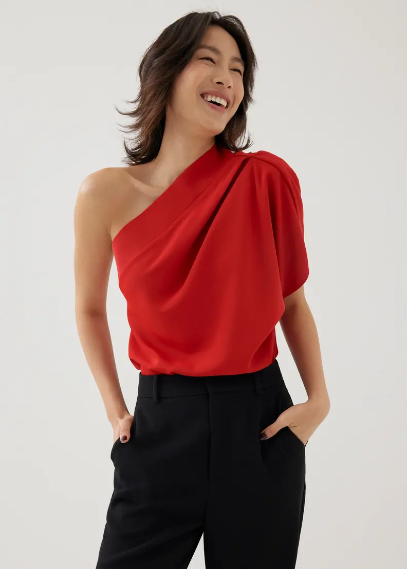 Jonan Asymmetric Drape Blouse | Love, Bonito USA